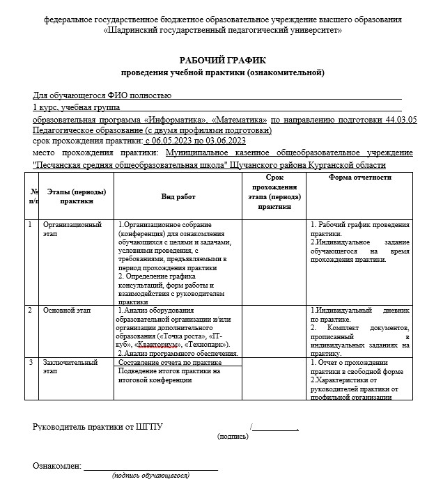 Отчет по практике в ШГПУ   [[getCurrentYear]] - бесплатные примеры | Образец введения, заключения, содержания
